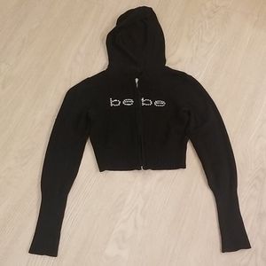 Bebe copped long sleeve jacket with hood